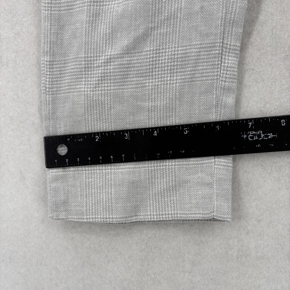 Banana Republic Tailored Fit Chino Pants Mens 30x27 Gray Plaid Linen Summer Golf